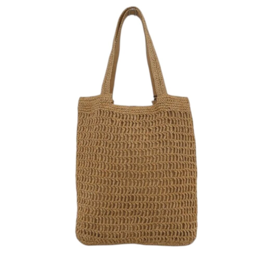 NWT Woven Straw Tote Natural Shoulder Bag Beach Coastal Boho OS - Picture 3 of 6